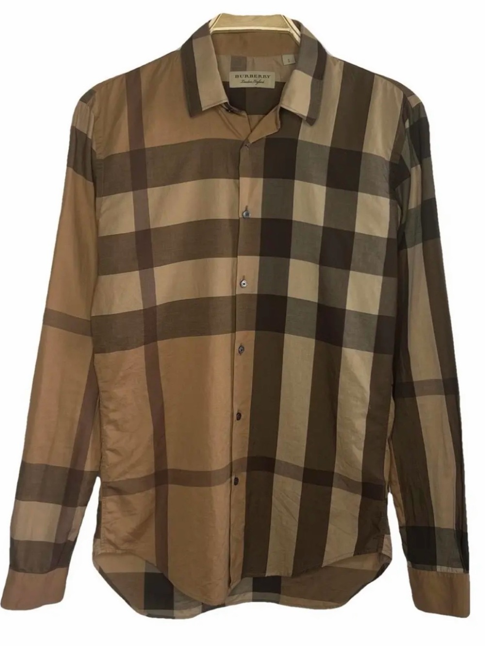 Burberry Tan and Brown Signature Check Dress Shirt